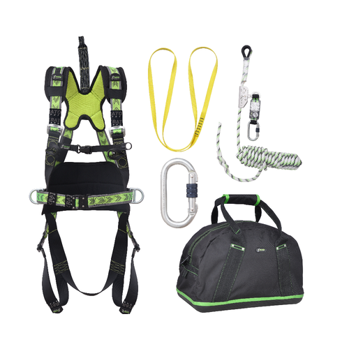 Kratos Complete set valbeveiliging Daken Harnas werkpositie lijn Veiligheidslijn lijnklem 10 Ankerstrop Stalen karabijnhaak