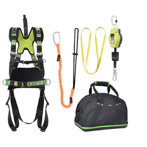WEEKDEAL: Complete set valbeveiliging Allround Harnas werkpositie lijn Valstopblok 6m Ankerstrop Uitrekb. gereedschapslijn