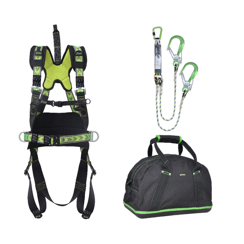 Kratos Complete set valbeveiliging met Y-lijn anti-snedekoord 1.5m Harnas werkpositie lijn