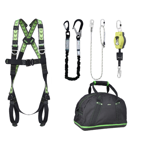 Complete set valbeveiliging Allround Antivalharnas II Valstopblok 6m Werkpositielijn 2m Leeflijn in elastische band Kratos Complete set valbeveiliging Allround Antivalharnas II Valstopblok 6m Werkpositielijn 2m Leeflijn in elastische band