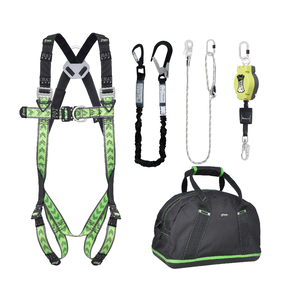 WEEKDEAL: Complete set valbeveiliging Allround Harnas voor bouwsteigers Valstopblok 6m Werkpositielijn 2m Leeflijn in elastische band