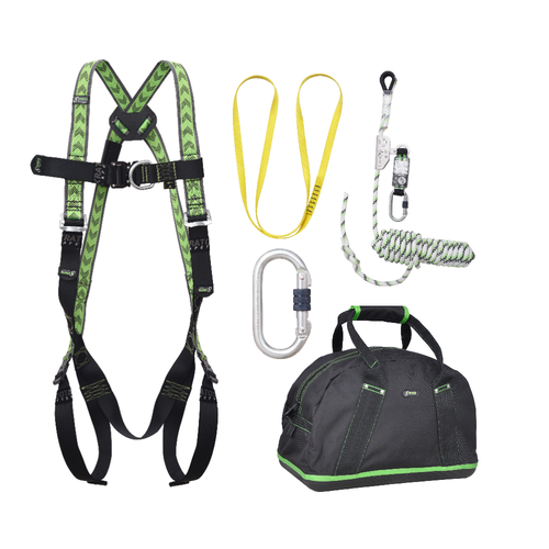 Kratos Complete set valbeveiliging Daken Antival harnas Veiligheidslijn lijnklem 10 Ankerstrop Stalen karabijnhaak