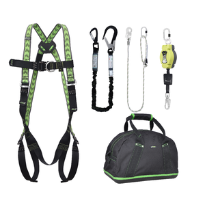 Complete set valbeveiliging Allround Antival harnas Valstopblok 6m Werkpositielijn 2m Leeflijn in elastische band