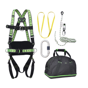 Complete set valbeveiliging Daken Harnas 2 aanhechtingpnt. Veiligheidslijn lijnklem 10 Ankerstrop Stalen karabijnhaak