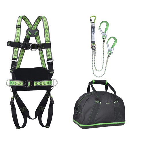 Kratos Complete set valbeveiliging met Y-lijn anti-snedekoord 1.5m Harnas 2 aanhechtingpnt.