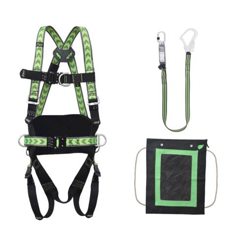 Kratos Complete set valbeveiliging Steiger Harnas 2 aanhechtingpnt. Met draagtas