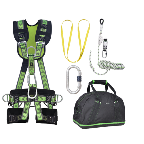 Kratos Complete set valbeveiliging Comfort-Plus Daken Veiligheidslijn lijnklem 10 Ankerstrop Stalen karabijnhaak