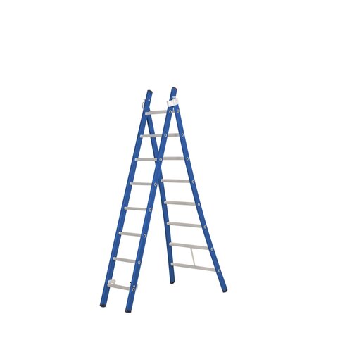 2 x 8 sp. Industrieladder 2-delig uitgebogen voet blauw Type Atlas DAS products 2 x 8 sp. Industrieladder 2-delig uitgebogen voet blauw Type Atlas