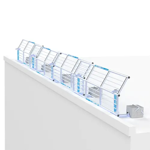 SGS Slim Plus dakrandbeveiliging 12 mtr complete set plat dak Euroscaffold SGS Slim Plus dakrandbeveiliging 12 mtr complete set plat dak