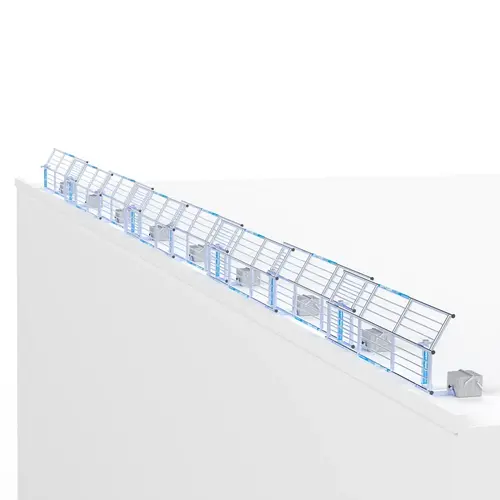 SGS Slim Plus dakrandbeveiliging 24 mtr complete set plat dak Euroscaffold SGS Slim Plus dakrandbeveiliging 24 mtr complete set plat dak