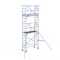 Euroscaffold Rolsteiger Professional 75 x 190 x 6,2m werkhoogte incl. lichtgewicht platform + enkele voorloopleuning
