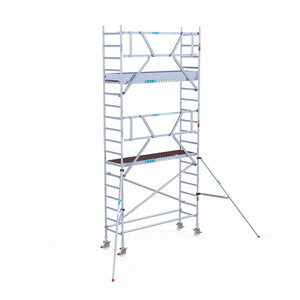 Euroscaffold Rolsteiger Professional 75 x 250 x 6,2m werkhoogte incl. lichtgewicht platform + enkele voorloopleuning Rolsteiger Professional 75 x 250 x 6,2m werkhoogte incl. lichtgewicht platform + enkele voorloopleuning