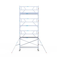 Euroscaffold Rolsteiger Professional 75 x 305 x 8,2m werkhoogte incl. lichtgewicht platform + enkele voorloopleuning