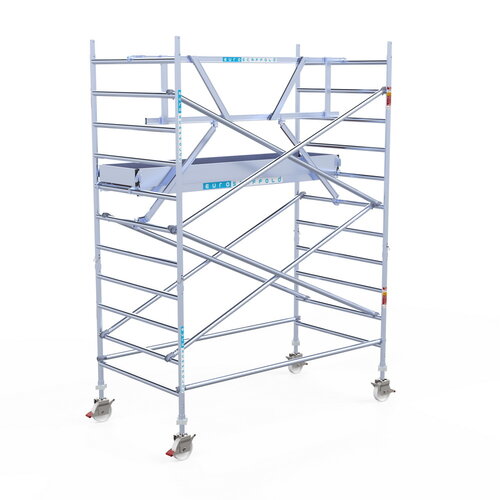 Euroscaffold Rolsteiger Professional met enkele voorloopleuning 135 x 250 x 4,2m met lichtgewicht platform