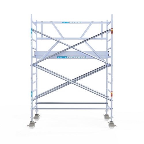 Euroscaffold Rolsteiger Professional met enkele voorloopleuning 135 x 250 x 4,2m met lichtgewicht platform