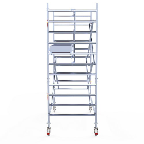 Euroscaffold Rolsteiger Professional met enkele voorloopleuning 135 x 250 x 4,2m met lichtgewicht platform