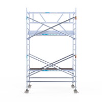 Euroscaffold Rolsteiger Professional met enkele voorloopleuning 135 x 250 x 5,2m met lichtgewicht platform