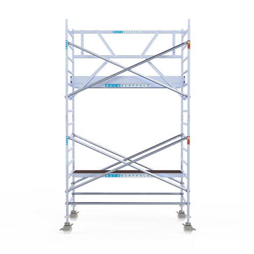 Euroscaffold Rolsteiger Professional met enkele voorloopleuning 135 x 250 x 5,2m met lichtgewicht platform