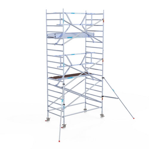 Euroscaffold Rolsteiger Professional met enkele voorloopleuning 135 x 250 x 6,2m met lichtgewicht platform