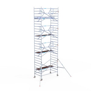 Euroscaffold Rolsteiger Professional 135 x 250 x 9,2m werkhoogte incl. lichtgewicht platform + enkele voorloopleuning Rolsteiger Professional 135 x 250 x 9,2m werkhoogte incl. lichtgewicht platform + enkele voorloopleuning