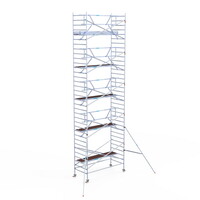Euroscaffold Rolsteiger Professional 135 x 305 x 11,2m werkhoogte incl. lichtgewicht platform + enkele voorloopleuning