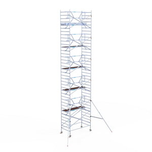 Euroscaffold Rolsteiger Professional 135 x 250 x 12,2m werkhoogte incl. lichtgewicht platform + enkele voorloopleuning Rolsteiger Professional 135 x 250 x 12,2m werkhoogte incl. lichtgewicht platform + enkele voorloopleuning