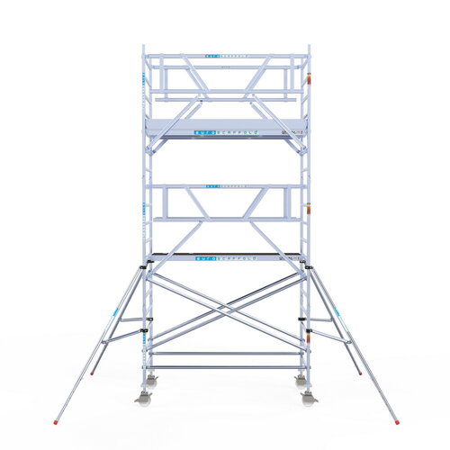 Rolsteiger Professional 135x250 6,2m werkhoogte carbon vloer dubbele voorloopleuning Euroscaffold Rolsteiger Professional 135x250 6,2m werkhoogte carbon vloer dubbele voorloopleuning