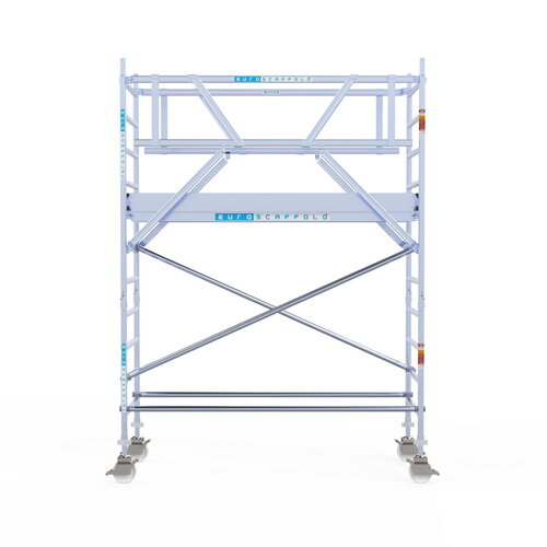 Rolsteiger Professional 90 x 250 x 4,2m werkhoogte + dubbelzijdige voorloopleuningen Euroscaffold Rolsteiger Professional 90 x 250 x 4,2m werkhoogte + dubbelzijdige voorloopleuningen