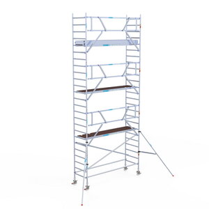 Euroscaffold Rolsteiger Professional carbondeck 90 x 305 x 8,2m werkhoogte + enkelzijdige voorloopleuningen Rolsteiger Professional carbondeck 90 x 305 x 8,2m werkhoogte + enkelzijdige voorloopleuningen