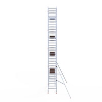 Euroscaffold Rolsteiger Professional carbondeck 90 x 305 x 10,2m werkhoogte + enkelzijdige voorloopleuningen Euroscaffold Rolsteiger Professional carbondeck 90 x 305 x 10,2m werkhoogte + enkelzijdige voorloopleuningen
