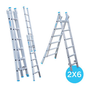 Eurostairs Eurostairs Reformladder dubbel recht 2 x 6 sporten Eurostairs Reformladder dubbel recht 2 x 6 sporten