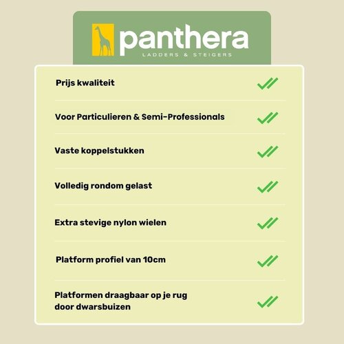 Panthera Basic geschoord rolsteiger carbon vloer 75x245x4,2m werkhoogte Panthera Panthera Basic geschoord rolsteiger carbon vloer 75x245x4,2m werkhoogte