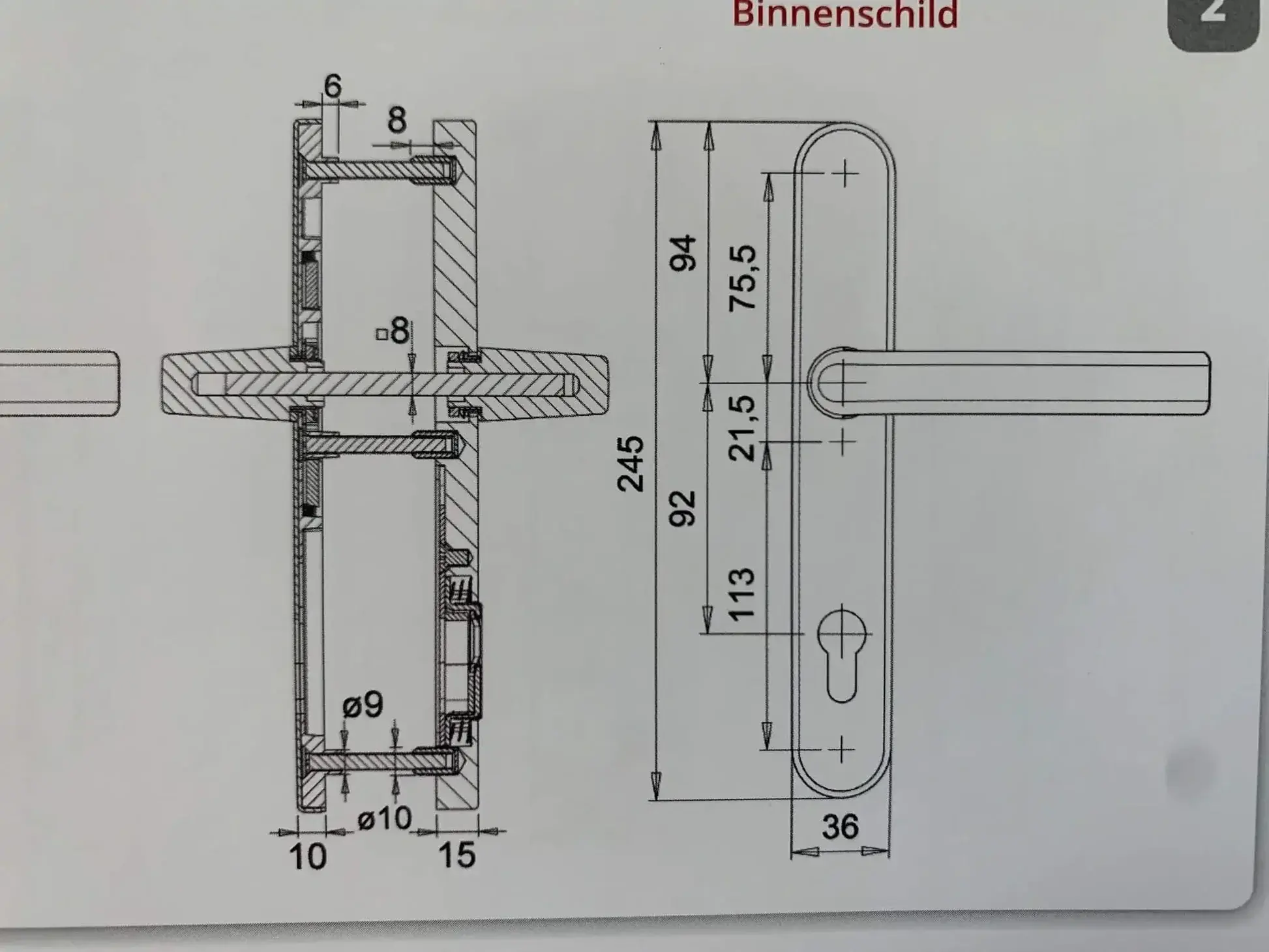 Dieckmann Dieckmann veiligheidssmaldeurbeslag - kruk/kruk - PC72 -F1