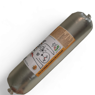 DOGODOG Premium Gourmetwurst Rind mit Hokkaido, Ringelblume, Birne & Distelöl