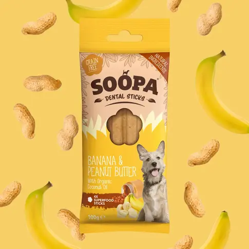 Soopa Zahnstäbchen mit Bananen- und Erdnussbutter