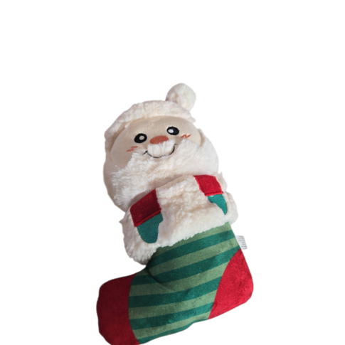 Zippypaws Plush dog toy “Santa in Christmas Stocking” – With squeaker & crinkle sound