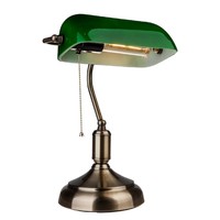 Bankierslamp met groene bakeliet glas kap met E27 fitting