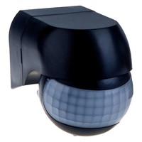 PIR bewegingssensor met schemerschakelaar 180° bereik 12 meter Maximaal 400 Watt opbouw kleur zwart IP44