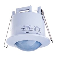 PIR Bewegungsmelder mit Dämmerungsschalter 360° Reichweite 6 Meter Maximal 300 Watt IP20 Einbau Farbe weiß