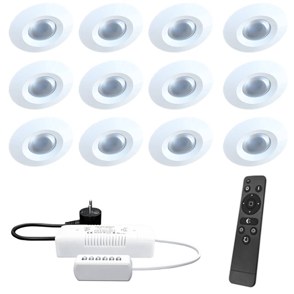Dagaanbieding - Complete veranda set 12x3W dimbare Madrid LED inbouwspots IP44 spatwaterdicht dagelijkse koopjes