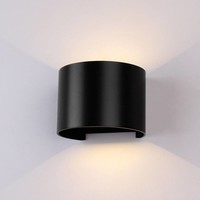 LED Wandlamp 6 Watt 3000K 660lm IP65 Zwart Rond