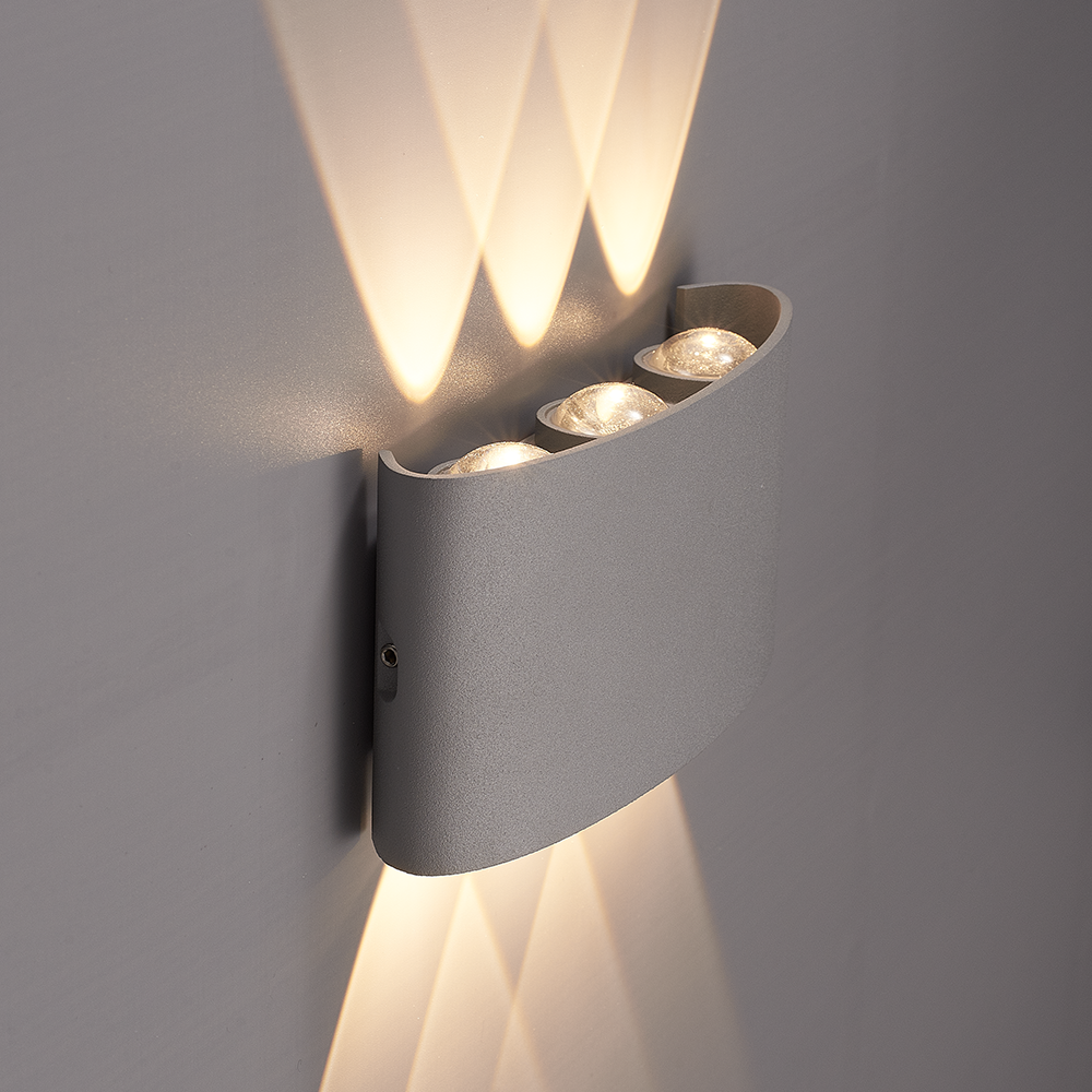 Tulsa dimbare LED wandlamp - Up & Down light - IP54 - 6 watt - 3000K warm wit - Binnen en buiten - 3 jaar garantie - Grijs voor binnen en buiten