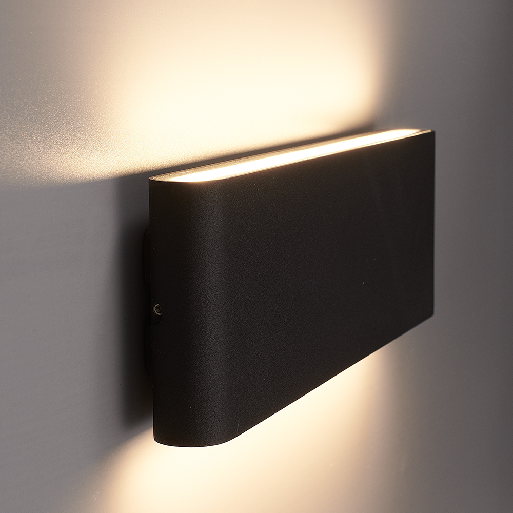 Dallas XL dimbare LED wandlamp - 3000K warm wit - 24 Watt - Up & down light - IP54 voor binnen en buiten - Tweezijdige muurlamp - Zwart voor binnen e
