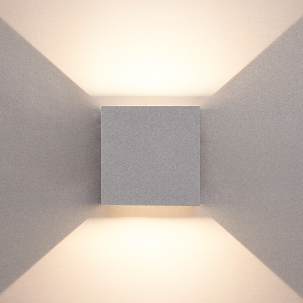 LED wandlamp 6 Watt 3000K Up & Down light IP65 grijze Cube - Kubus Lamp voor binnen en buiten afbeelding
