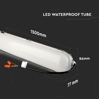 IP65 LED waterproof lamp 150 cm 70W 8400lm 6000K Day white and 5 Year warranty