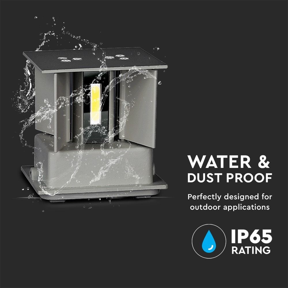LED wandlamp 6 Watt 3000K Up & Down light IP65 grijze Cube - Kubus Lamp voor binnen en buiten