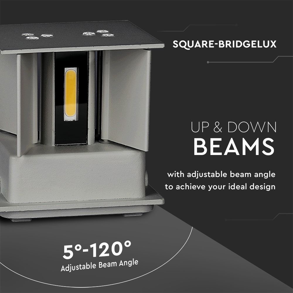 LED wandlamp 6 Watt 3000K Up & Down light IP65 grijze Cube - Kubus Lamp voor binnen en buiten