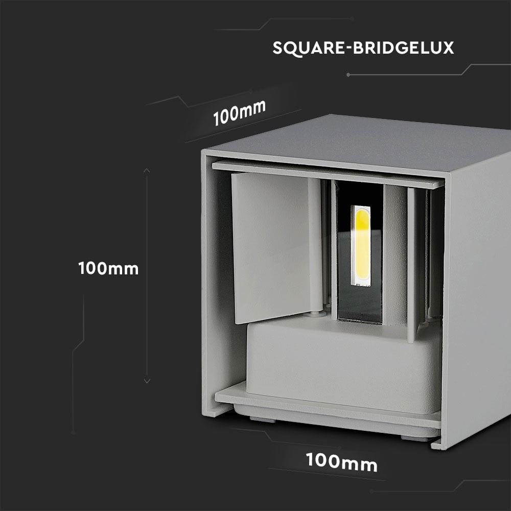 LED wandlamp 6 Watt 3000K Up & Down light IP65 grijze Cube - Kubus Lamp voor binnen en buiten