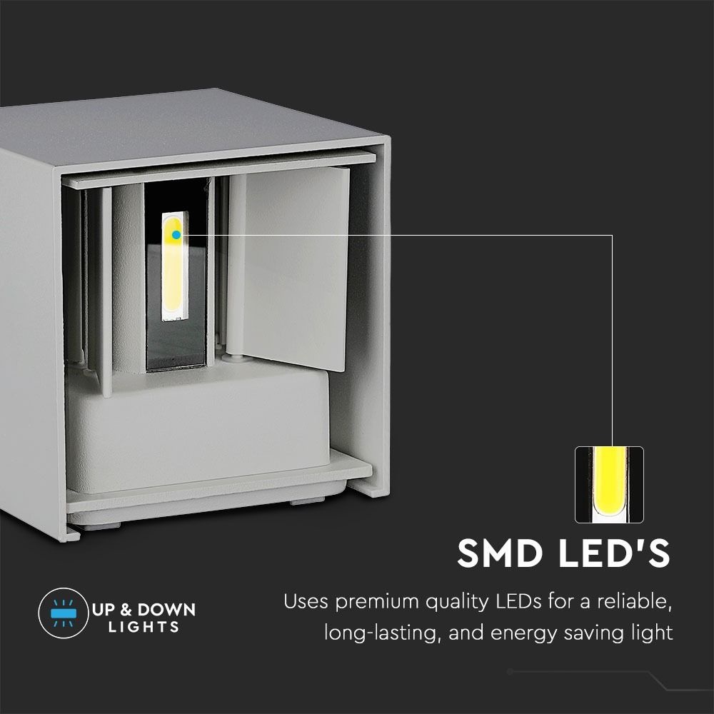 LED wandlamp 6 Watt 3000K Up & Down light IP65 grijze Cube - Kubus Lamp voor binnen en buiten