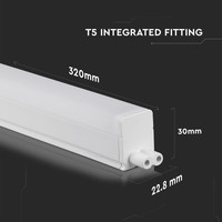 T5 LED Batten 30 cm Koppelbaar 4000K 4 Watt 5 jaar garantie Samsung